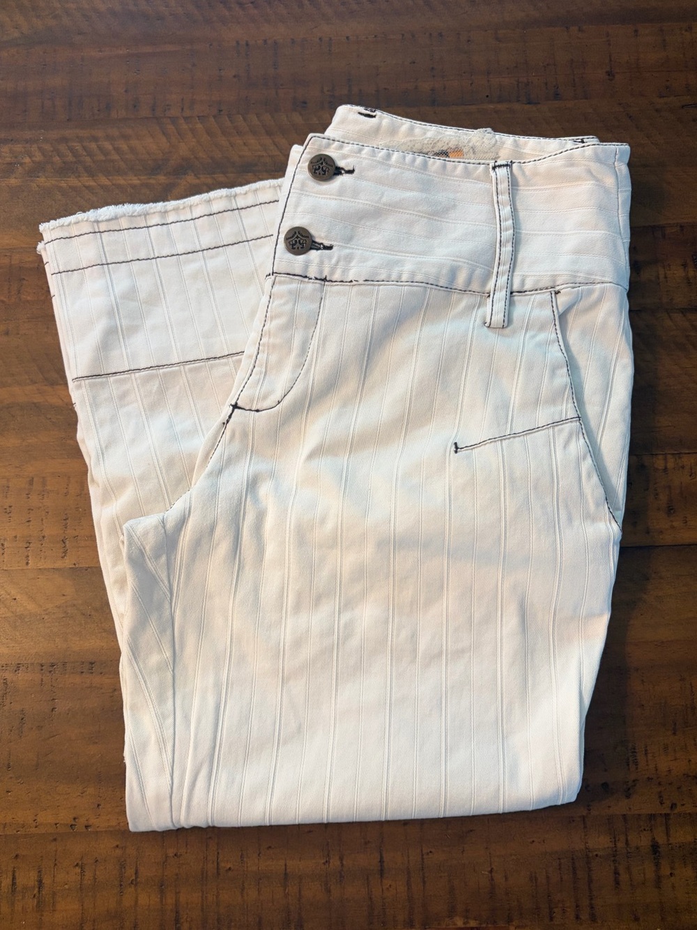 White Y2K Capri Pants With Lace Womens